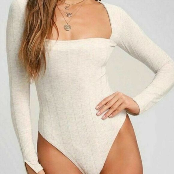 Free People Thong Bodysuit Sand Color Large - Picture 2 of 6
